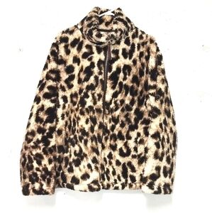 Member's Mark Cozy Sherpa faux fur leopard print zipper front jacket Size: XL
